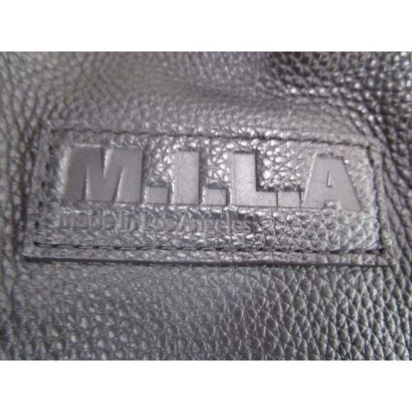 M.I.L.A Los Angeles Large Black Pebbled Leather Luxury Shoulder Tote Handbag - Picture 7 of 12